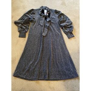 NWT KAREN KANE LONG SLEEVE TIE NECK SHORT FIT & FLARE COCKTAIL DRESS SIZE XS‎